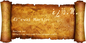Árvai Martin névjegykártya