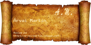 Árvai Martin névjegykártya